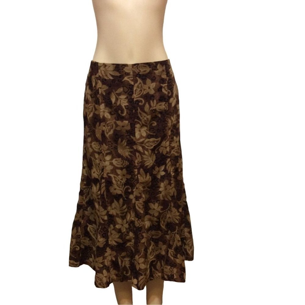 RQT Skirt Size 12  Brown  Floral 100% POLYESTER SKUD